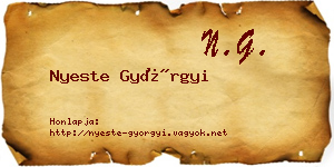 Nyeste Györgyi névjegykártya